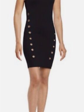 Design Lab Lord& Taylor Black Eyelet-Detail Bodycon Dress